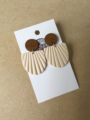 Wood and Clay Ivory Drop Earrings
