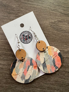 Watercolor Wood Circle Drop Earrings