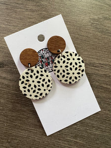 Wood Drop Mini Circle Earrings