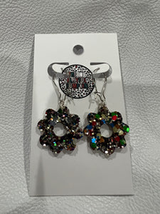 Bejeweled Flower Drop Earrings