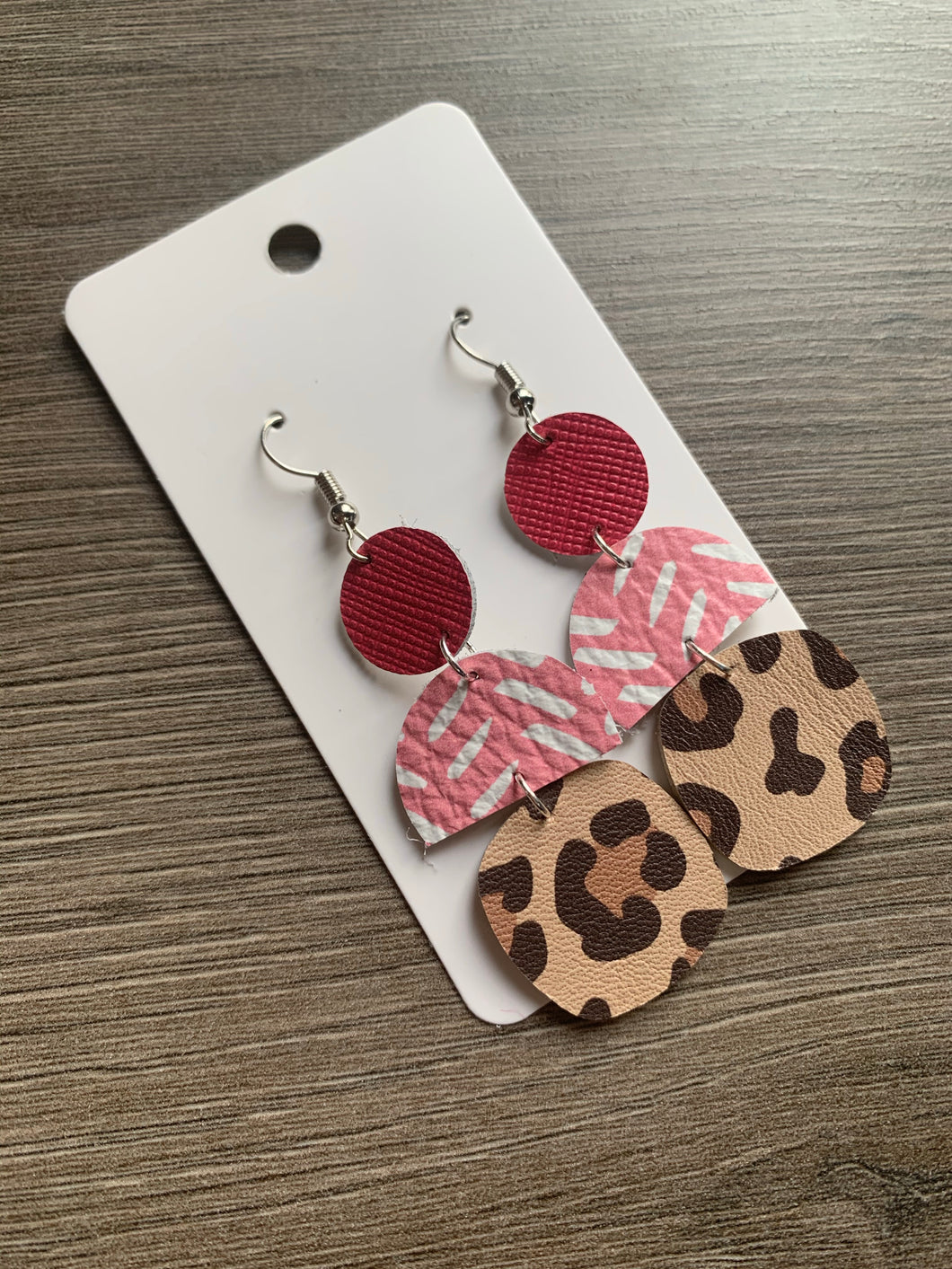 Pink Mix it Up Drop Leather Earrings