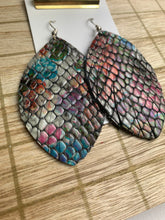 Multicolor Snake Teardrop Leather Earrings