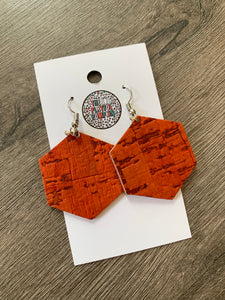 Orange Cork Hexi Earrings