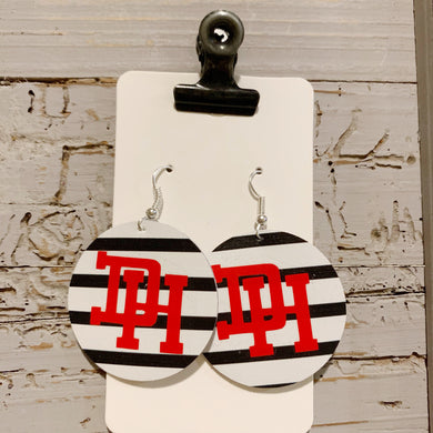 Dixie Heights Striped Logo Leather Earrings