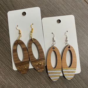 Customized Wood Oval Painted Earrings