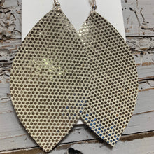 Silver Gold Dot Leaf Leather Earrings
