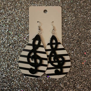 Music Band Double Layer Teardrop Leather Earrings