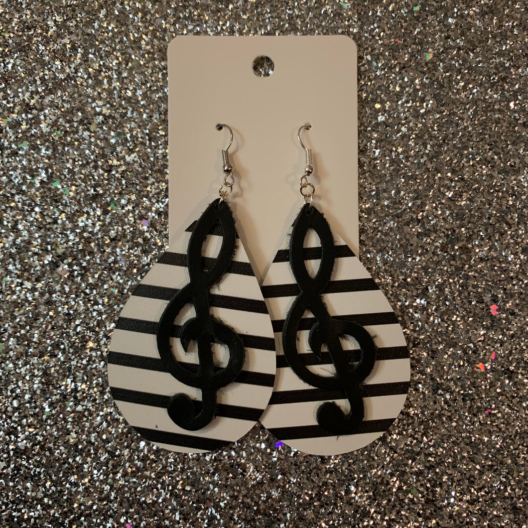 Music Band Double Layer Teardrop Leather Earrings