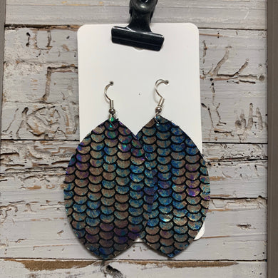 Mermaid Leaf Leather Earrings