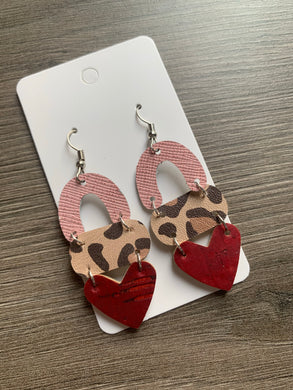 Valentine Animal Print Mix Drop Leather Earrings
