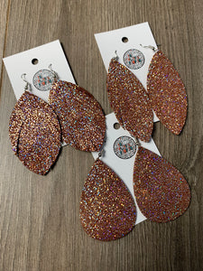 Gingerbread Sparkle Leather Earrings