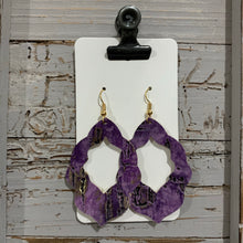 Purple and Gold Moroccan Leather Earrings