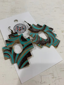 Western Aztec Leather Earrings
