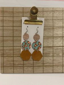 Mint and Blush Drop Leather Earrings