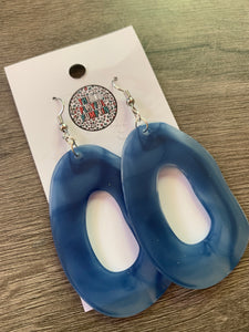 Large Blue Acrylic Hoop Earrings