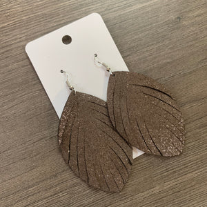 Brown Shimmer Fringe Leather Earrings