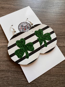 St Patrick’s Day Striped Shamrock Earrings