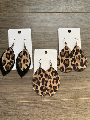 Suede Leopard Leather Earrings