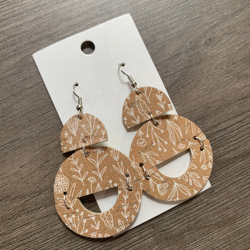 Neutral Circle Drops Leather Earrings