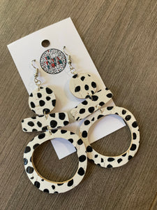 Large Dalmatian Dot Cork Leather Earrings