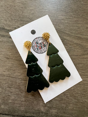 Metallic Green Post Cork Tree Earrings