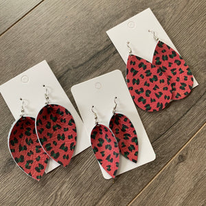 Christmas Leopard Leather Earrings