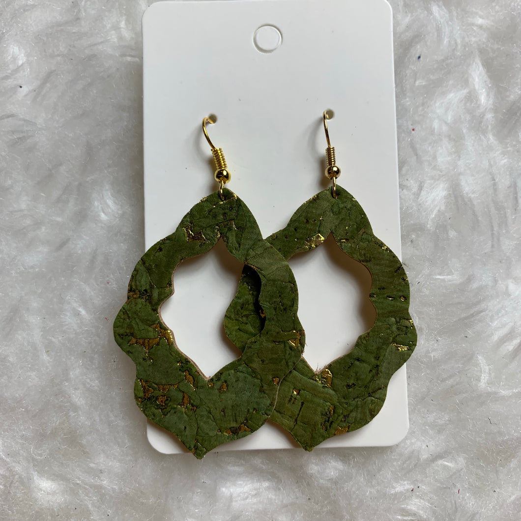 Green and Gold Moroccan Leather Earrings