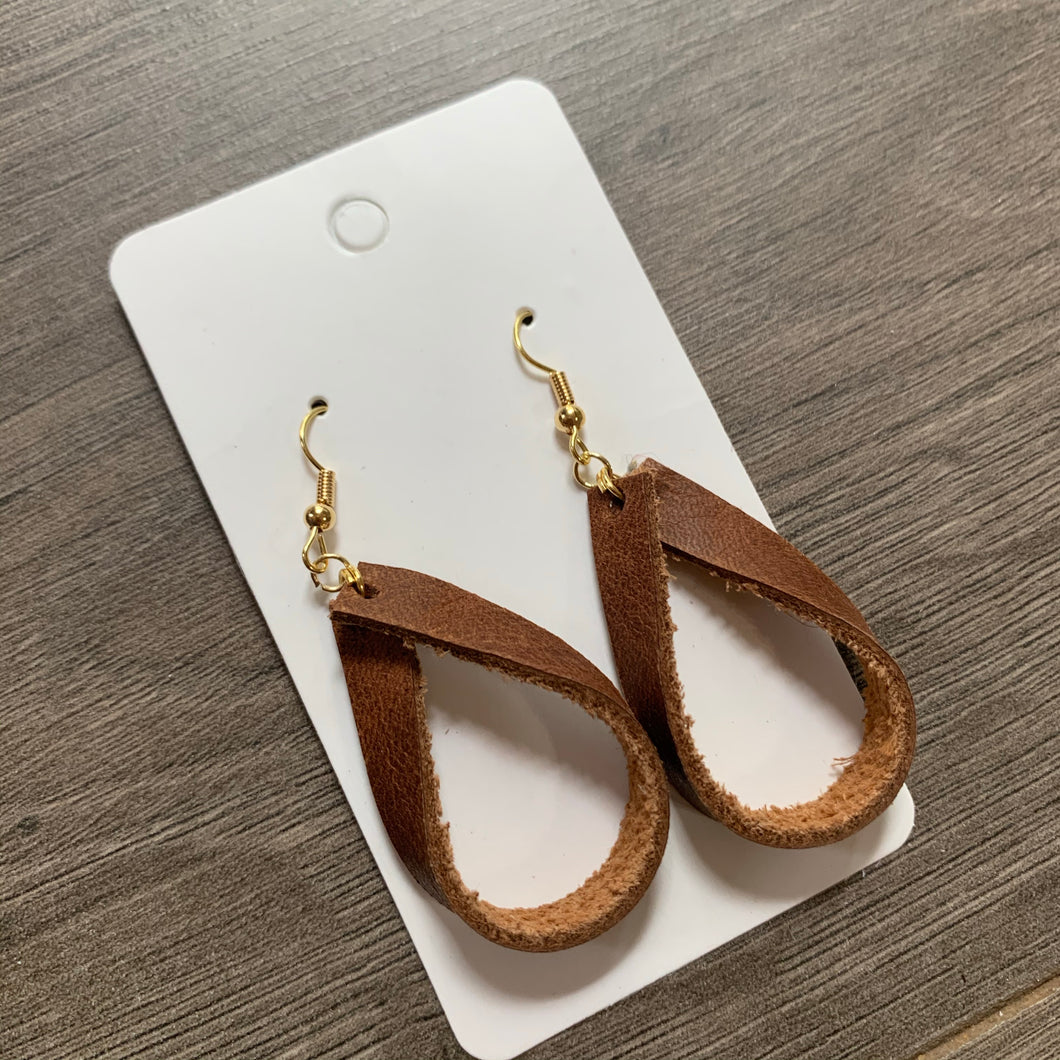 Brown Leather Earring Loops