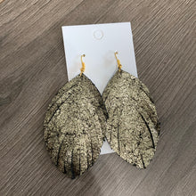 Large Gold and Black Fringe Leather Earrings