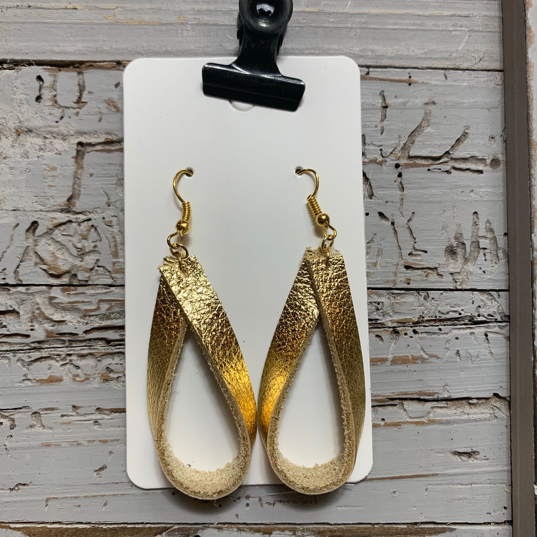 Gold Loops Leather Earrings