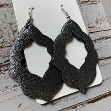 Dark Gray Sparkle Moroccan Leather Earrings