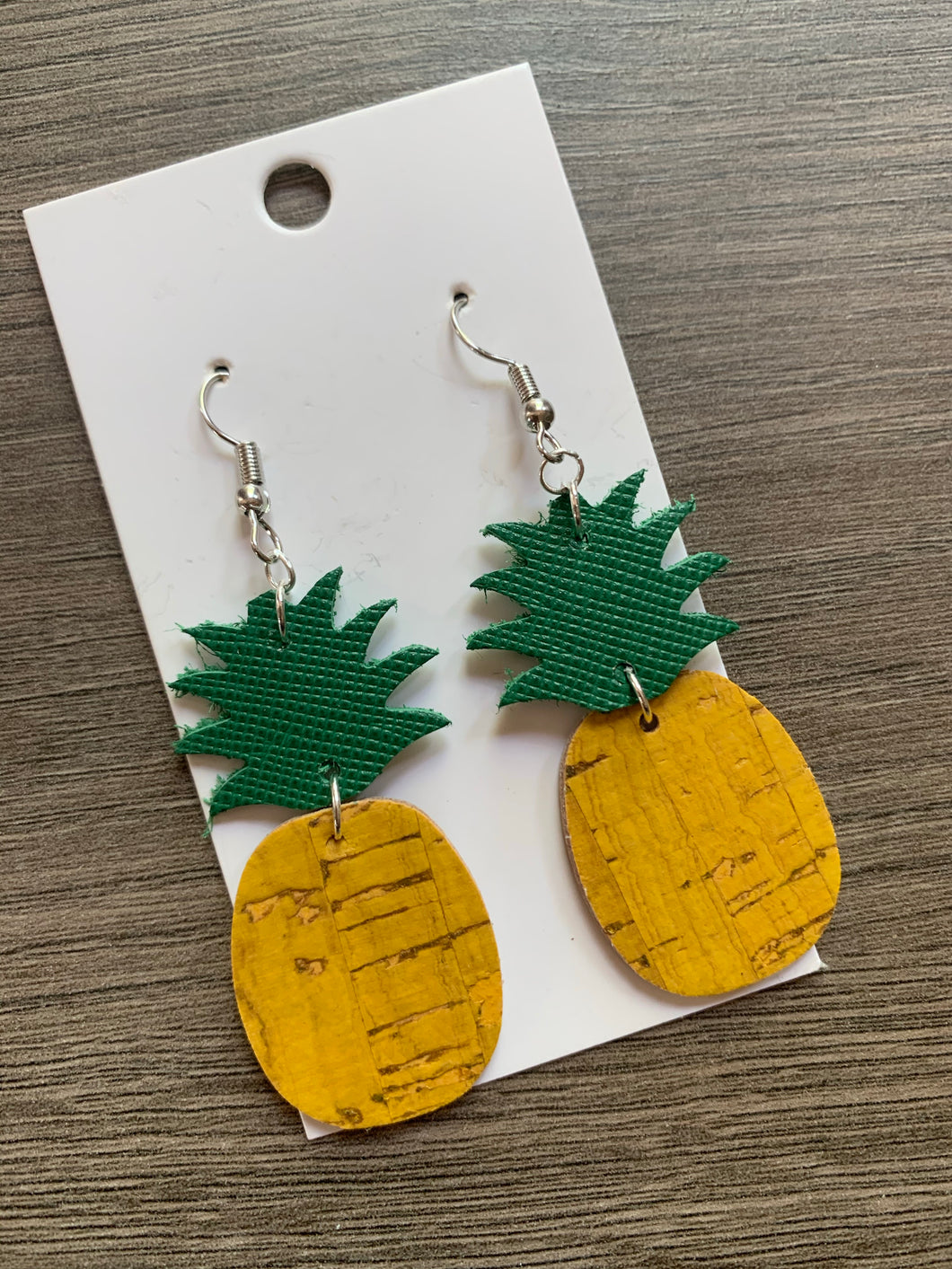 Pineapple Cork Leather Earrings