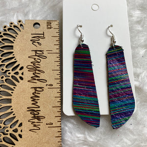 Multi color Striped Leather Earrings