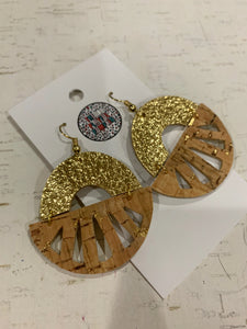 Gold Cork Circle Earrings