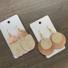 Rose Gold and Cream Leather Earrings
