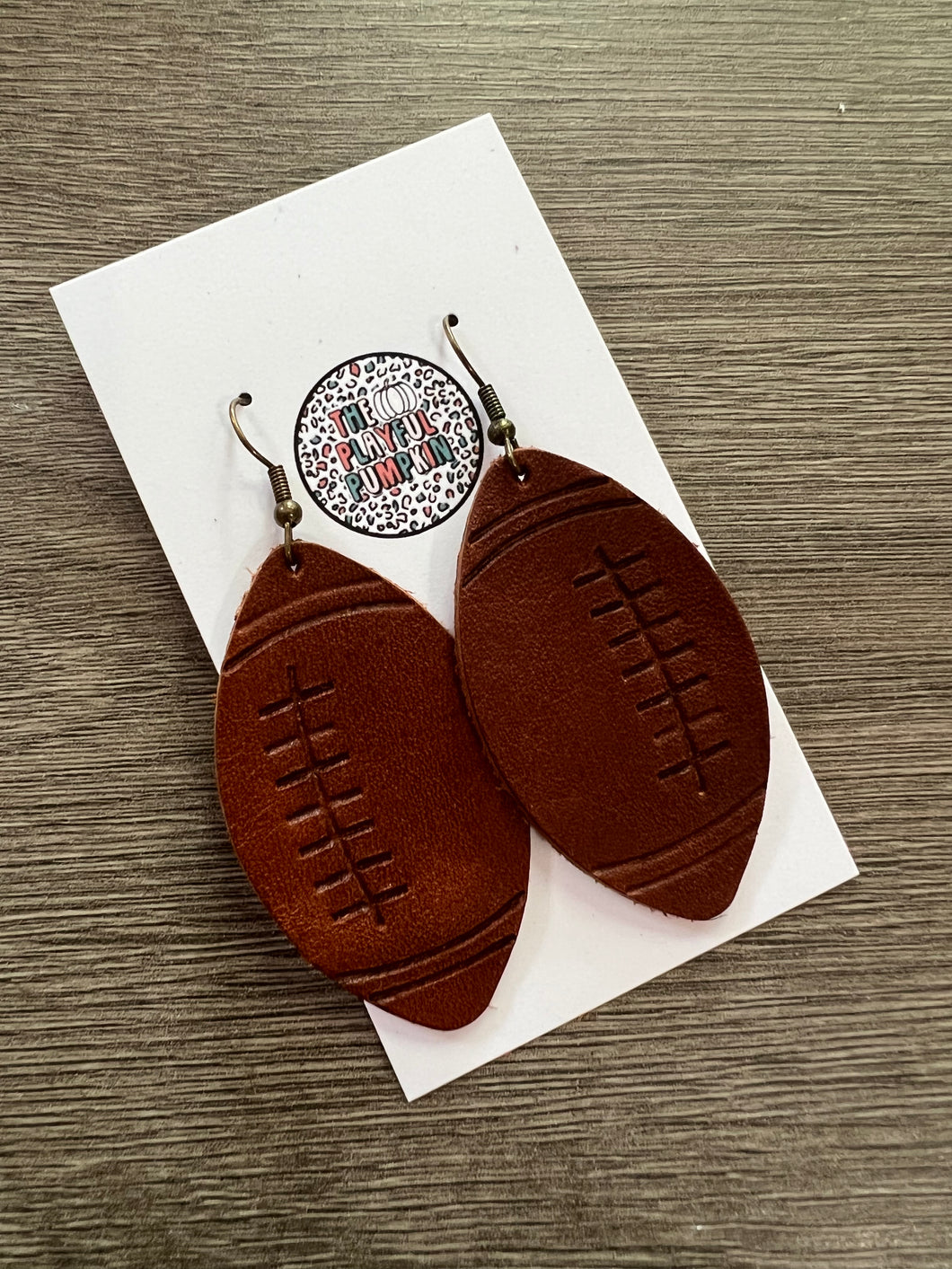 Embossed Football Leather Earrings