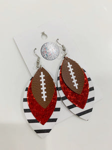Triple Glitter Football Leather Earrings