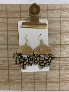 Black and Gold Drop Leather Earrings