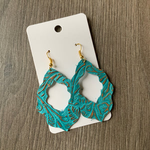 Mint and Gold Moroccan Leather Earrings