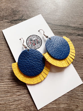 Blue and Yellow Circle Fringe Earrings Theo