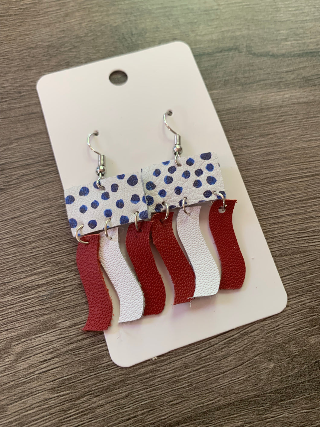 Small Flag Leather Earrings