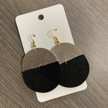 Split Black and Gold Leather Earrings