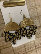 Black and Gold Drop Leather Earrings