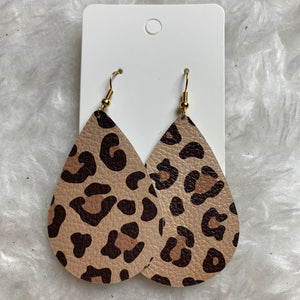 Leopard Print Teardrop Leather Earrings