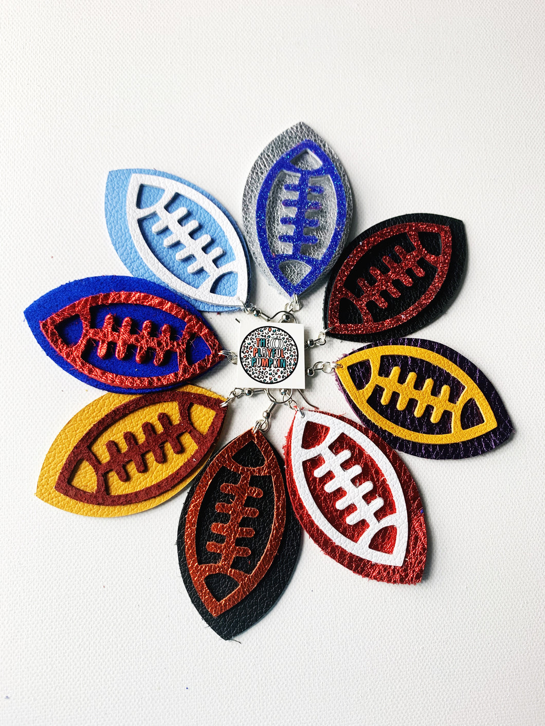 Two Color Football Leather Earrings