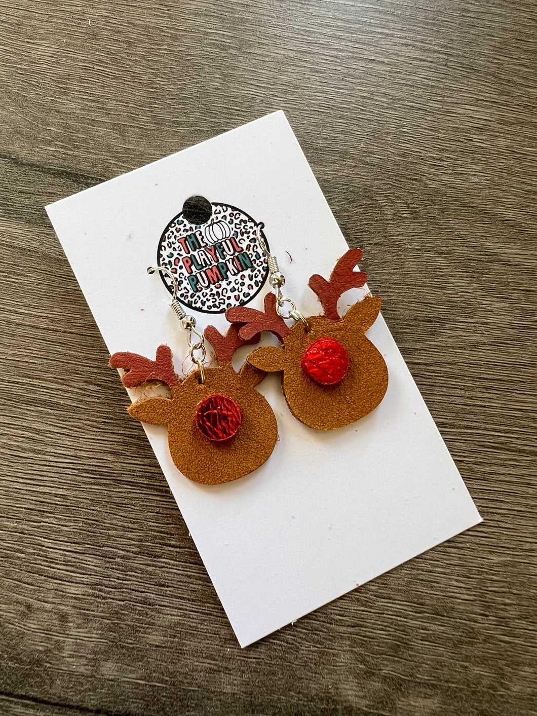 Small Rudolph Leather Earrings