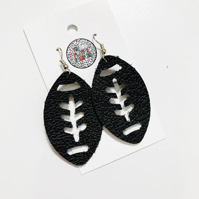Black Football Leather Earrings