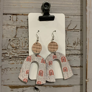 Blush Rainbow Arch Drops Leather Earrings