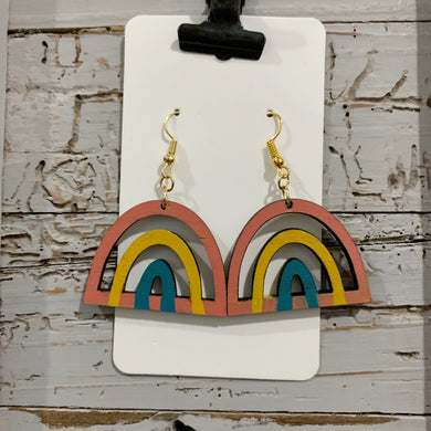 Wood Rainbow Earrings