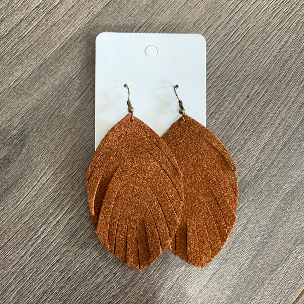 Brown Suede Fringe Leather Earrings